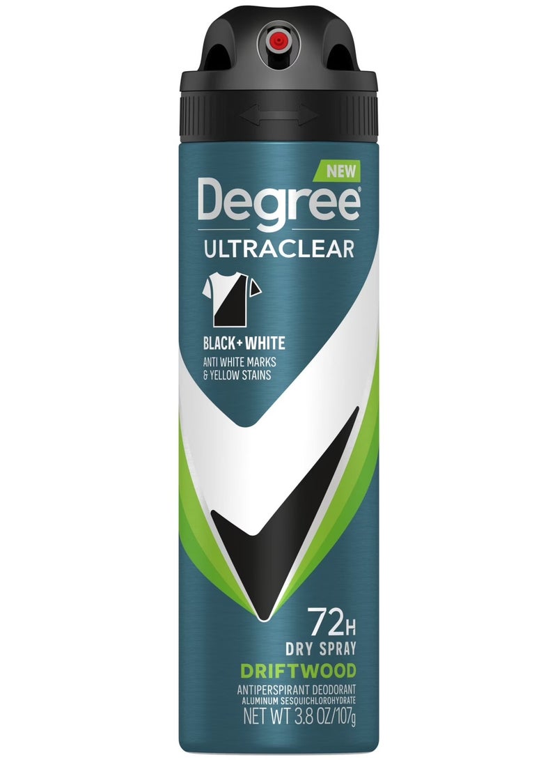 Degree Men Ultra Clear Black & White Antiperspirant Deodorant Dry Spray – Driftwood (107 g) - Image 1
